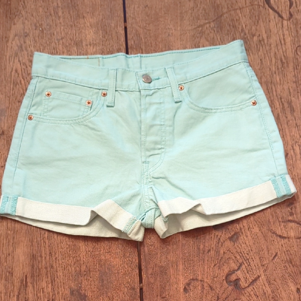 Levies 501 Button Fly Mint Coloured Size 27 Shorts